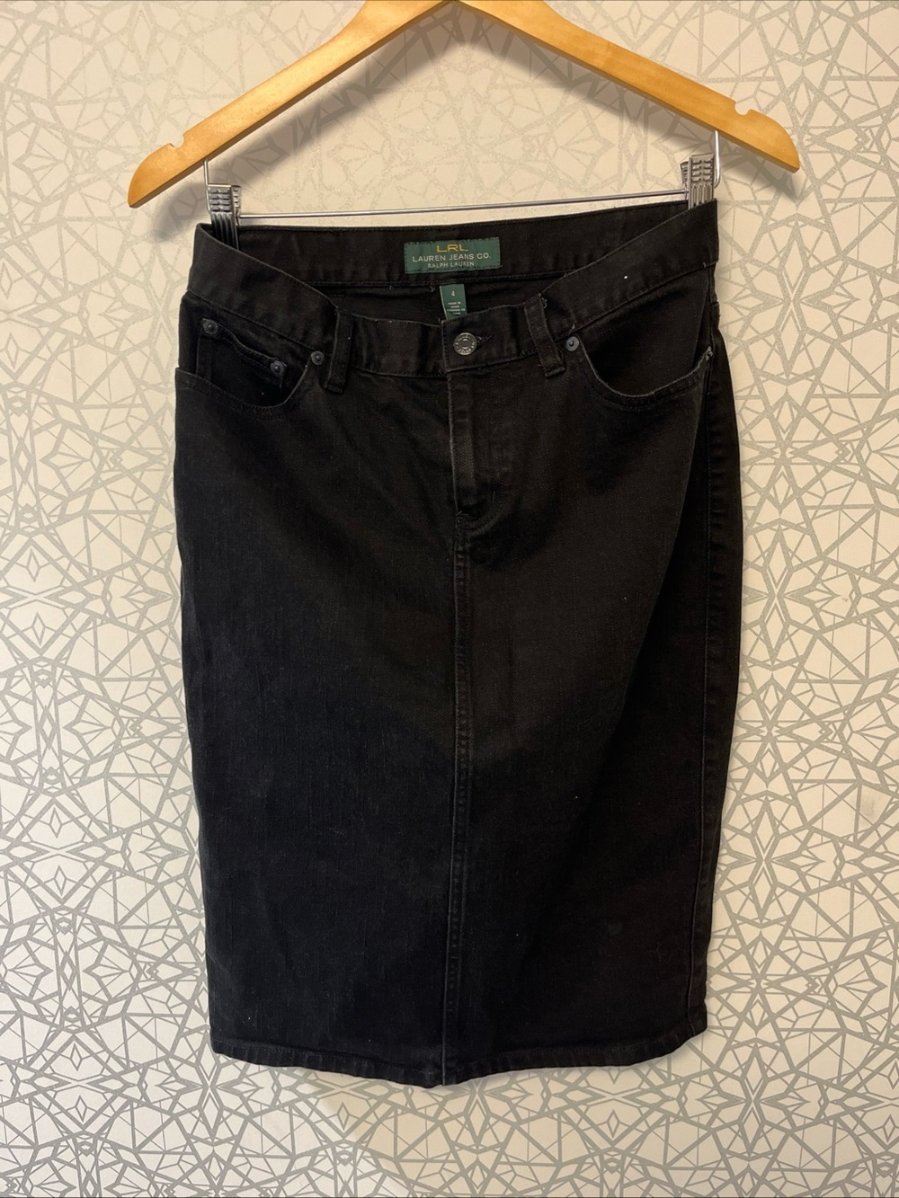 Vintage Lauren Ralph Lauren Black Denim Pencil Skirt